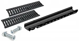 Комплект: Лоток Европартнер 60 мм с пластиковыми решетками черными "Ромбы" 1 метр 0